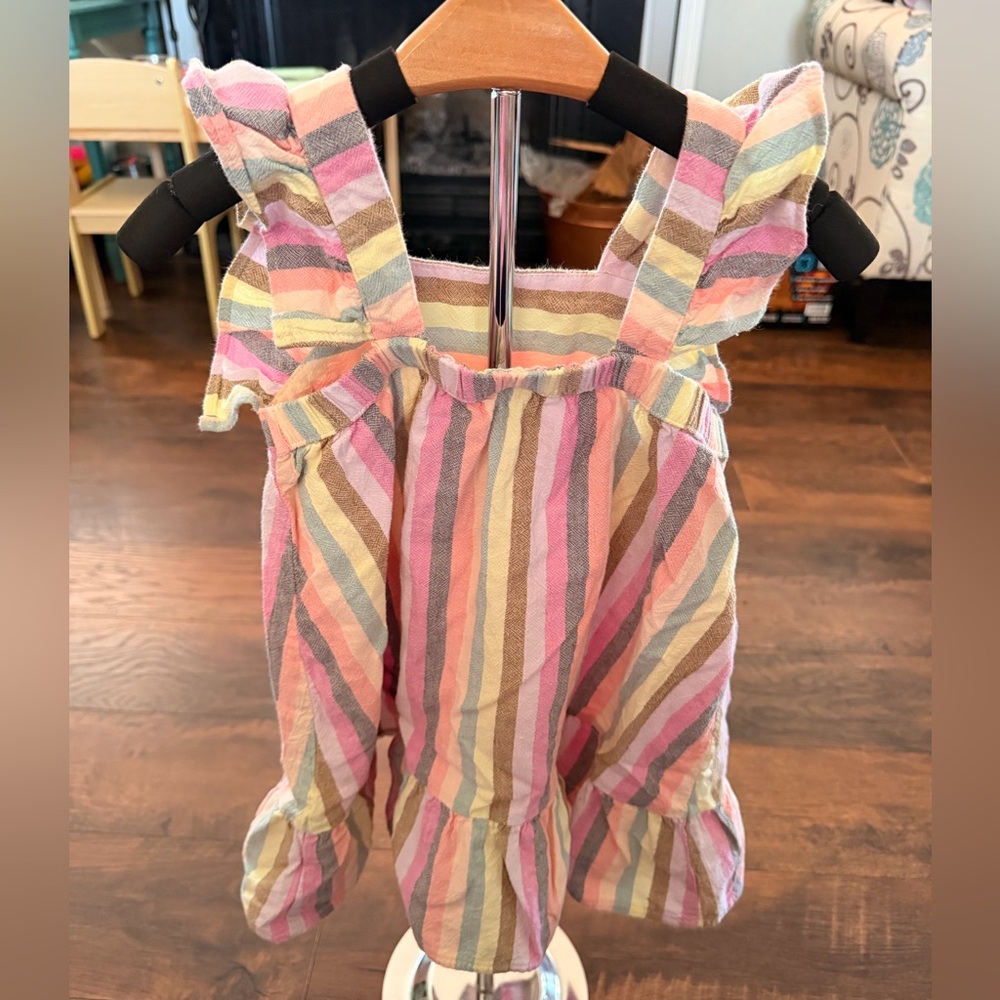 Cat & Jack Multicolor Striped Romper with Ruffle Straps - Picture 2 of 3